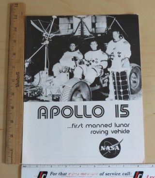 Apollo 15 First Manned Lunar Roving Vehicle Booklet Nasa Crew Orbit 6 Pages.
