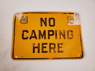 Old Vintage Us Forest Service Metal No Camping Here Sign 10 X 7 "