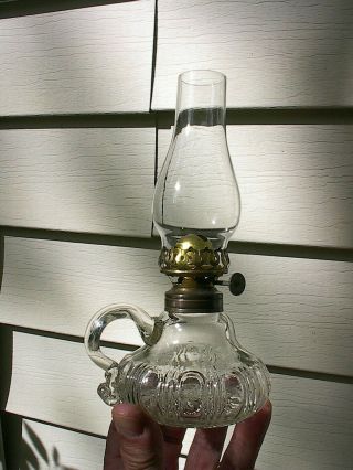 Old Small 1860s Civil War Era Rib Loop Pattern Antique Miniature Finger Oil Lamp