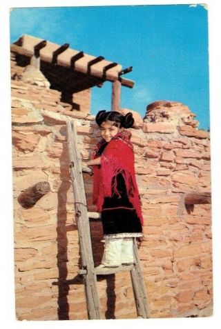 1967 Vintage Postcard Arizona Hopi Indian Girl Photo By Virgil Gipson Post Card