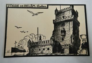 Vint.  Postcard - Portugal - Torre De Belem,  Lisboa - Tower Of St.  Vincent,  Lisbon