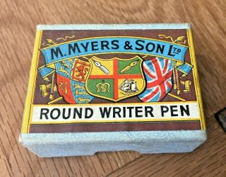 Antique - M.  Myers & Son - Dip Pen Nibs Box - Round Writer Pen - Nº2104 / 2 1/2