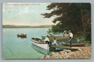 Lakeside Landing—lake Winnisquam Nh Laconia—rare Antique—boats 1908