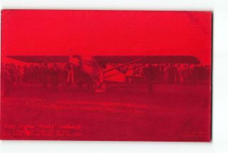 Charles Lindbergh Arcade Postcard 1927 Spirit Of St.  Louis Take Off Ny To Paris