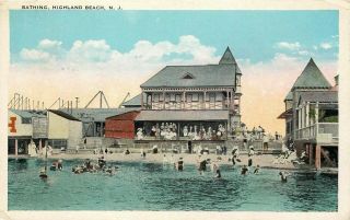 1926 Jersey Postcard: People Bathing,  Highland Beach,  Nj