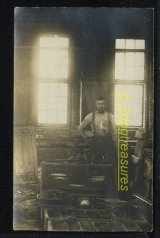 Rppc Foundry Worker With Sand Casting Molds Bellows More Occupational 1907 Old
