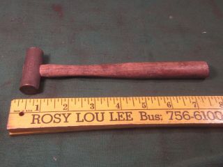 Vintage Small 3.  Oz Brass Hammer Withwood Handle Made By Ee & Co.  In Usa