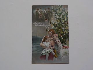 Wwi German Postcard Soldier Christmas Tree World War One Post Card Vtg Ww I Ww1