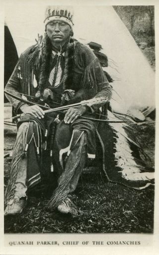 Ca 1925 Real Photo Postcard Rppc - Chief Quanah Parker,  Signed By Son Baldwin