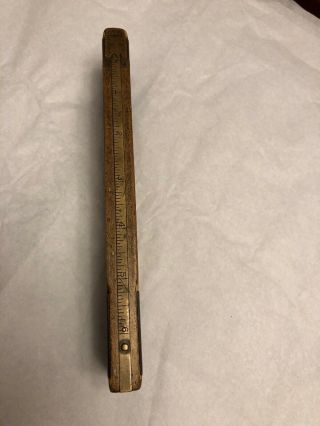 Vintage Stanley Tools 72” Folding Wood Brass Rule Ruler Measuring Tape Tool Usa