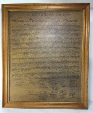 Declaration Of Independence Framed 15 " X18.  5 " Print On Parchment Paper Vintage
