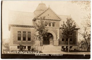 Randolph Vt Kimball Public Library Vermont Rppc Real Photo Postcard Ca.  1912