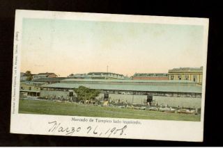 1908 Tampico Mexico Postcard Cover To Usa El Mercado Market