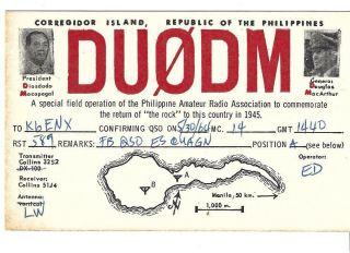 Qsl 1964 Ww2 Event Corregidor Island Philippines Radio Card