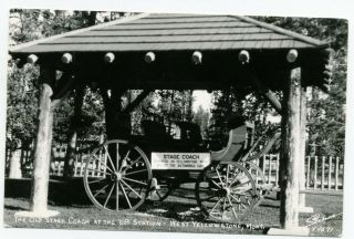 Mt Montana West Yellowstone: Old Stage Coach At Up Station Unposted Rppc Sanborn