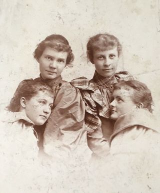 1870’s Four Young Ladies School Girls Best Friends Named Cdv Photo Mansfield Oh