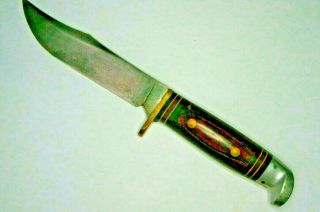 WESTERN USA W36 LEATHER Sheath looks 10 INCH HUNTING KNIFE good shape 5