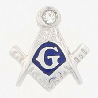 Vintage Blue Lodge Master Mason Lapel Pin - 14k Gold Top Diamond Enamel Masonic