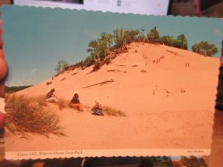 Vintage Old Postcard Michigan Tower Hill Warren Dunes State Park Sand Lake Climb