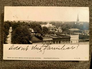 Very Rare 1907 Franklin In Indiana Postcard View From Courthouse Tower