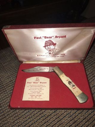 Paul Bear Bryant End Of An Era 315 Victories Knife In Case Frost Cutlery