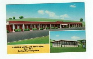 Pa Bentleyville Pennsylvania Vintage Post Card Carlton Motel & Restaurant
