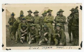 Ww1 Hand Colored Tinted Photo Group Of Soldiers,  Waco Tx.  1917