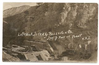 La Prele Ditch & Reservoir Company Dam,  Plant,  Inez Dpo Wyoming Wy Rppc Postcard