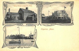 Edgartown (edgarton) Ma Multi - Views 1904 Postcard