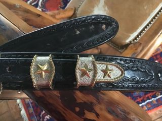 4 Piece Engraved Buckle Set and Belt with Star Design 3