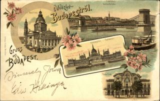 Gruss Aus Budapest Hungary Parliament 1906 James Howard Henler Chicago Il