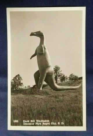 1925 - 42 Vintage Rppc Postcard Rapid City,  South Dakota Dinosaur Park Duck Bill