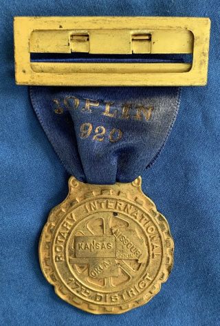 1920 Joplin Missouri Rotary International Badge 17th District Kansas Oklahoma