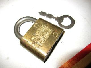 Vintage Sargent Brand R.  F.  D.  Brass Padlock Made In U.  S.  A.  W/key 2 318 Tall