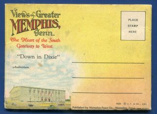 Memphis Tennessee Tn Mini Linen Postcard Folder