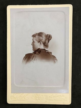 Victorian Cabinet Card: Usa Lady From Behind Unusual Back Ghostly Boy: Michigan