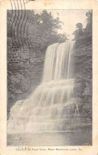 Mountain Lake Virginia Waterfalls Scenic View Antique Postcard K83610