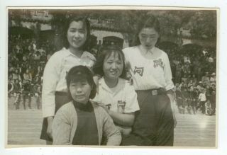 C1940s China Chinese Mission School Girl Sport Event Photo - Likely Near Peking