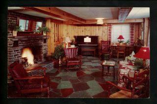Motel Hotel Postcard York Ny Lake Placid The Homestead Lounge Game Room