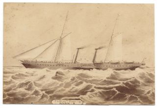 Ss Nyanza P&o Ship Antique Albumen Photo Of An Engraving C1875