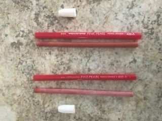 Vintage (2) Rare Sanford Pink Pearl Pencil Erasers 400 - A - Slightly 2