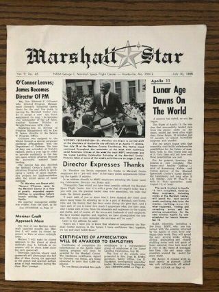 Nasa Marshall Star,  July 30,  1969 Newspaper - Von Braun Thanks Apollo 11 Mission