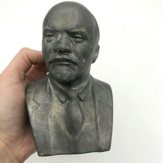 Vintage Lenin Metal Bust Small Soviet Statue Ussr Propaganda Figurine Russia