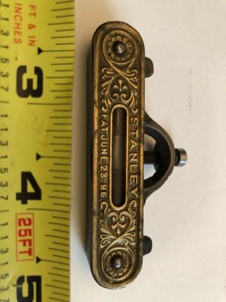 Antique Stanley Pocket Level,  Brass & Cast Iron.  Pat.  June 23,  1896.  3”