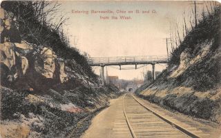 E84/ Barnesville Ohio Postcard 1909 Entering Town B&o Railroad Tunnel 4
