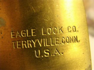 Vintage Brass U.  S.  N.  Padlock w Key & Chain Eagle Lock Co.  Military 4