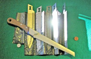 Vtg Sheath Hunt Blade Trader Kershaw 1099 Knife Set Early Oregon Wood Fold Case
