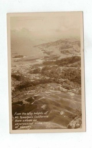 Ca Mt.  Tamalpais California Antique Real Photo Rppc Post Card View From Top