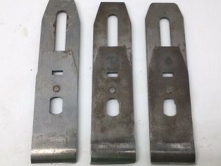 3 Vintage Stanley Plane Irons With Chip Breaker Caps See Our Vintage Plane Parts