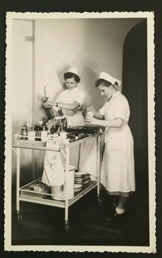 Vintage B&w Rppc Photo Of 2 Nurses From Berlin Germany 3501